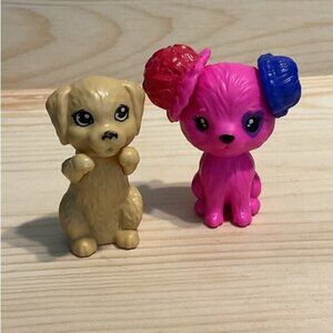 Barbie Puppy Friends Miniature Dog Toy Figures Tan Pink